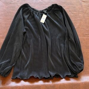 Ann Taylor Elegant Black Pleated Women's Top
